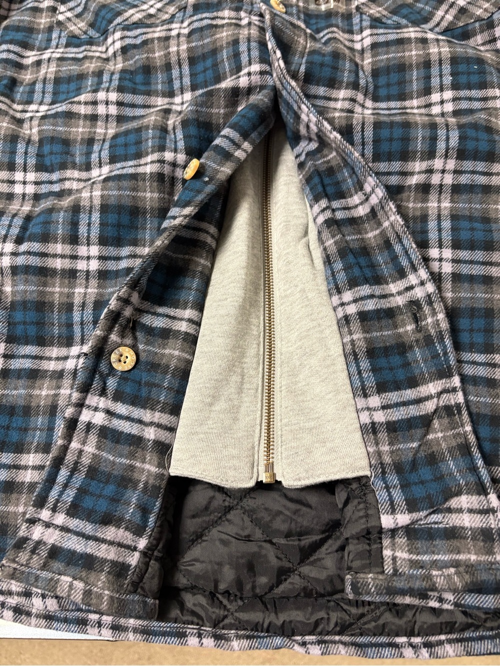 Moose Creek Men’s Plaid Hooded Button-Up Shacket in Blue and Gray XXL NWT - Picture 10 of 12